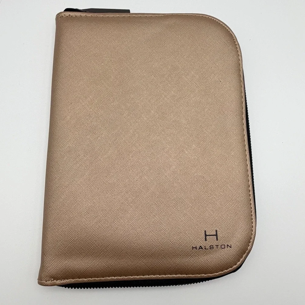 Halston Zip Around Travel Jewelry Organizer Case Faux Leather Storage Portfolio